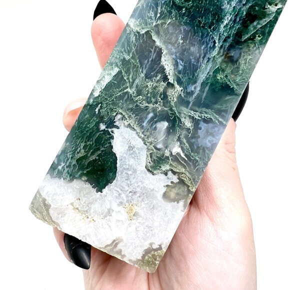 Moss Agate Druzy Crystal Chunky Tower Green Stone healing Rock - Picture 9 of 9